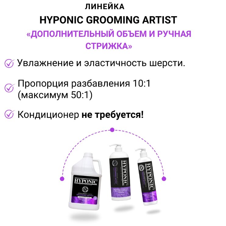 Шампунь для собак ручная стрижка и объем Груминг Артис Hyponic (530 мл)